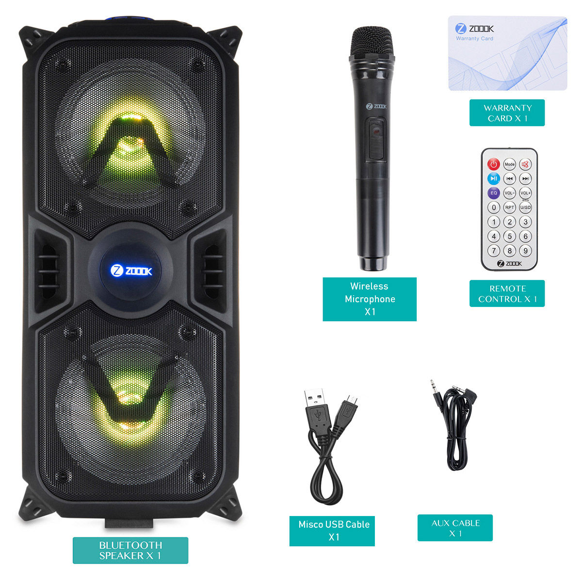 zoook rocker thunder plus 40 w bluetooth party speaker
