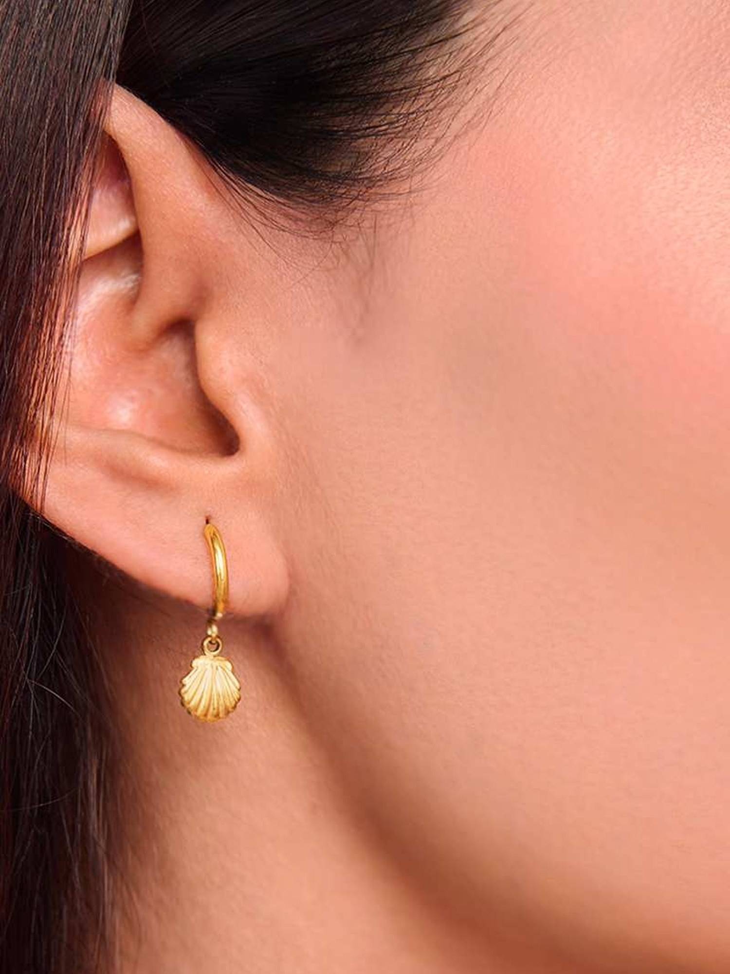 ELRA 18K Gold Plated Golden Shell Drop Earrings