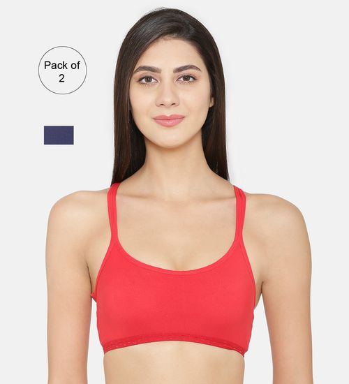 Buy Abelino Pack of 2 Stylist Back Cotton Bras - Red Online