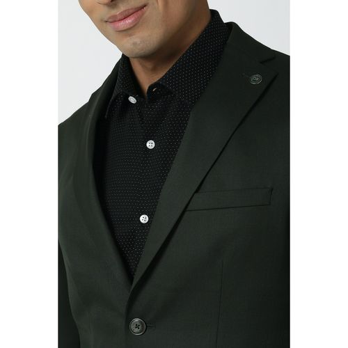 Men Black Solid Slim Fit Formal Two Piece Suit