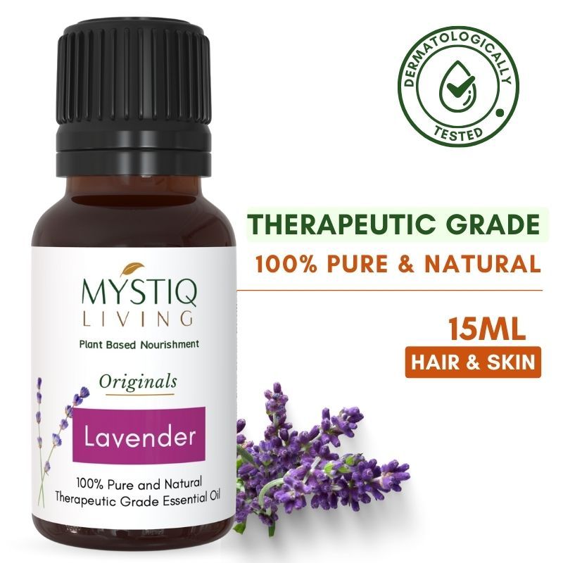 Mystiq Living Lavender Essential Oil For Skin, Hair Growth, Face & Better Sleep - 100% Pure Organic