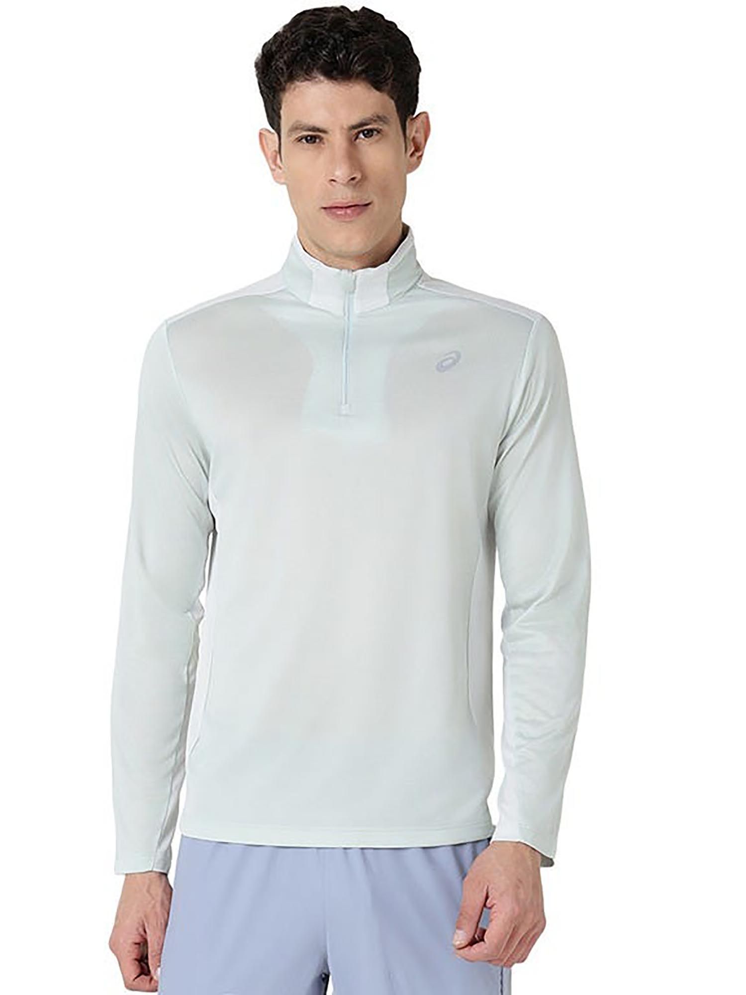 Buy ASICS White Two Tone Half Zip Ls T-shirt Online