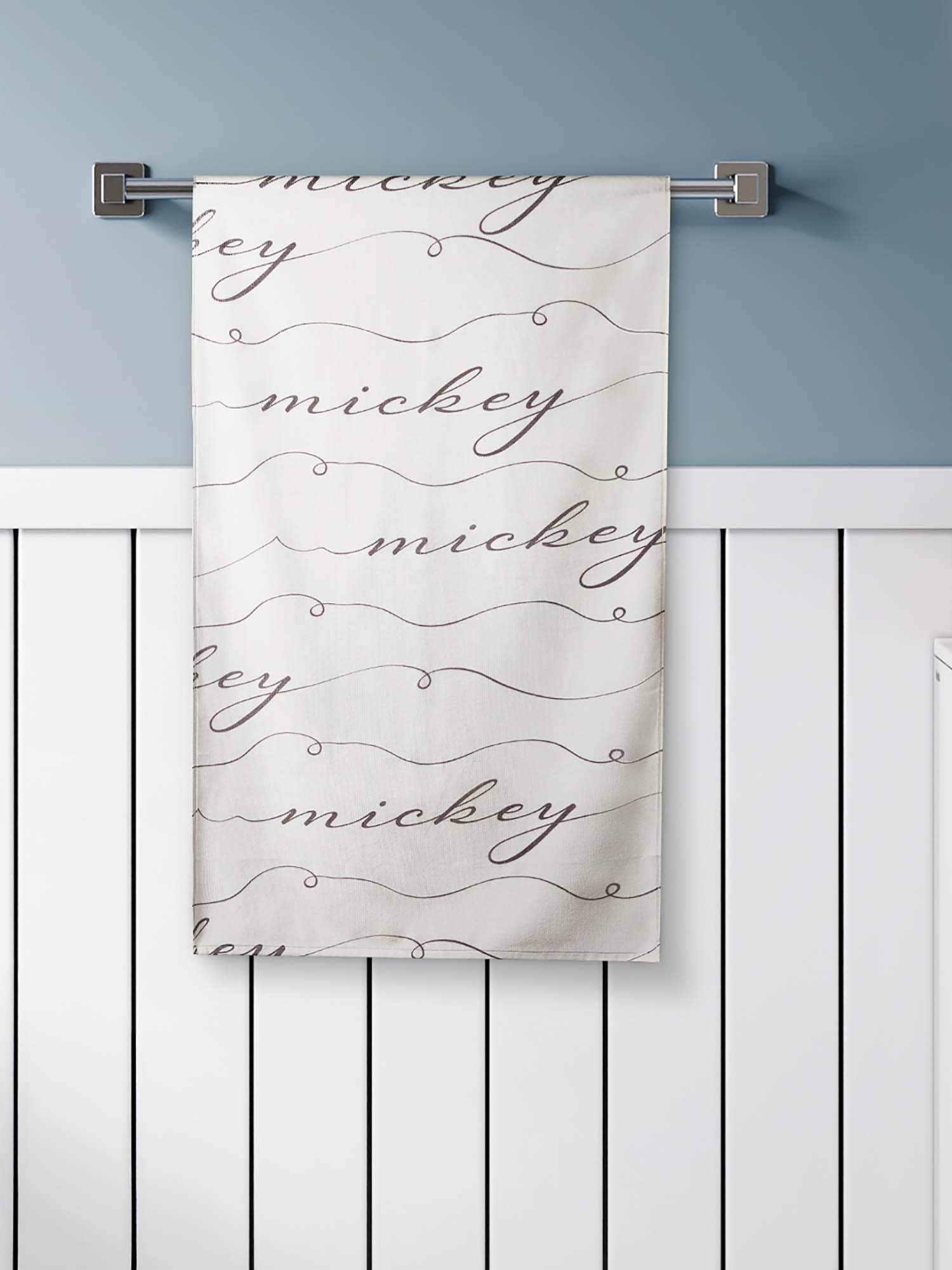 SPACES Disney Mickey Group 100% Cotton Dobby Weave Smart Lifelong Print Kids Bath Towel Cream