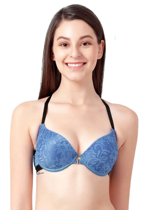 Buy Shyaway Susie Demi-Coverage Under wired Front Open Pushup Padded Bra -  Multicolor(Pack of 2) Online