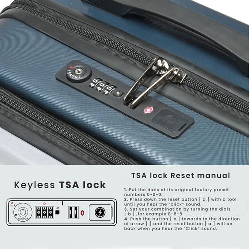 Assembly Cabin Trolley Bag Polycarbonate 20 inch- Blue White