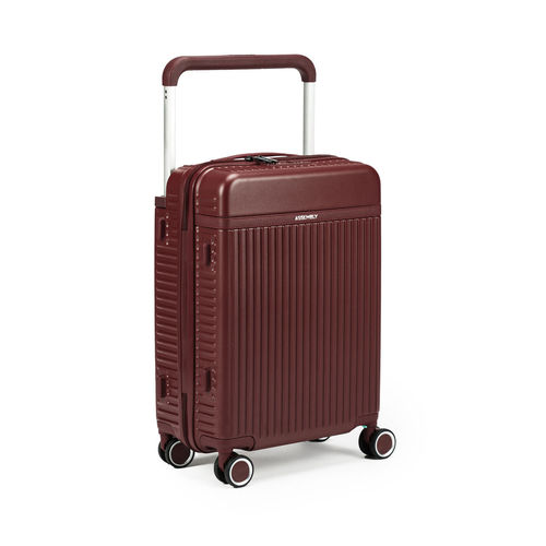 Assembly Wide Handle Hard-Sided Small Luggage Trolley Bag With In-Built TSA  Lock-Maroon - Main Image