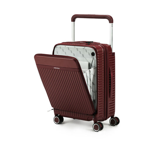 Assembly Wide Handle Small Luggage Trolley Bag-45L With USB Charging  Port-Maroon