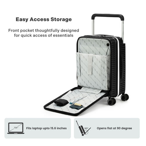 Assembly Wide Handle Small Luggage Trolley Bag-45L With USB Charging  Port-Black