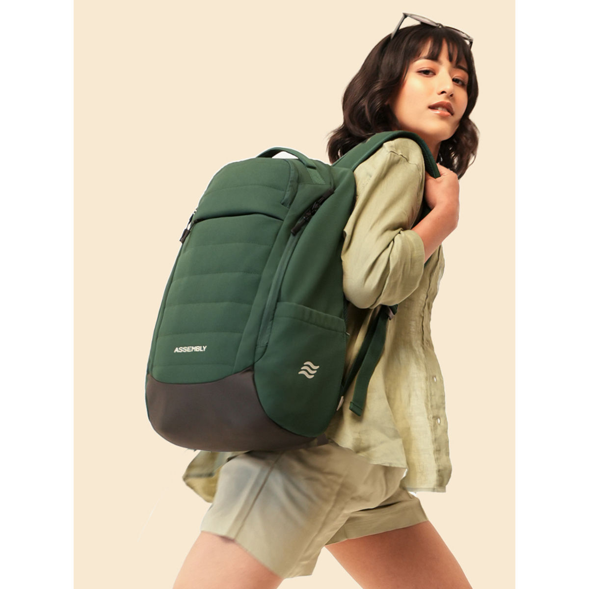 Buy Assembly Lightweight 15.6 Inches Laptop Large Backpack 25L with Multiple Pockets Green Online