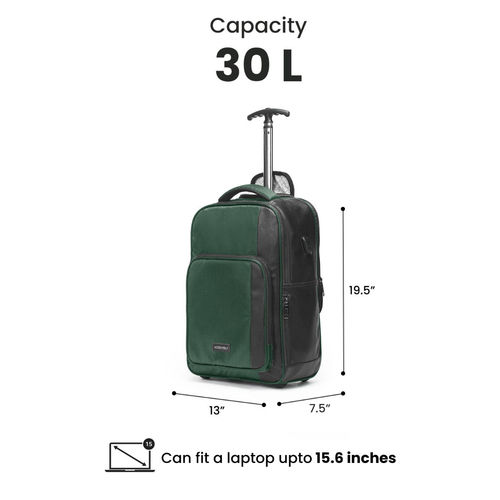 Assembly Inches Laptop Medium Trolley Backpack For Office Travel With  Wheels-35L-Green