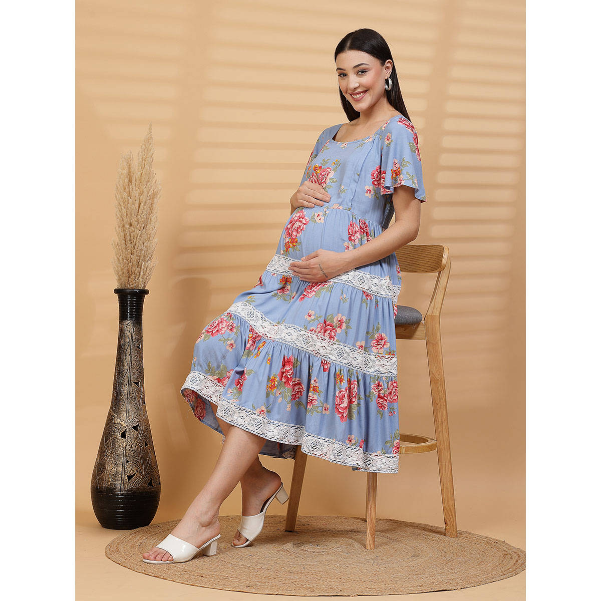 Buy Zelena Women Half Sleeves 100 Rayon Floral Maternity Feeding