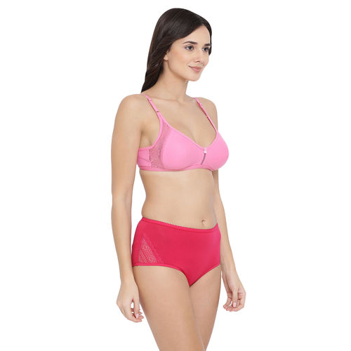 Buy Cotton Rich Non-Padded Non-Wired T-Shirt Bra & Hipster Panty Set in  Pink Online India, Best Prices, COD - Clovia - BP0636A22