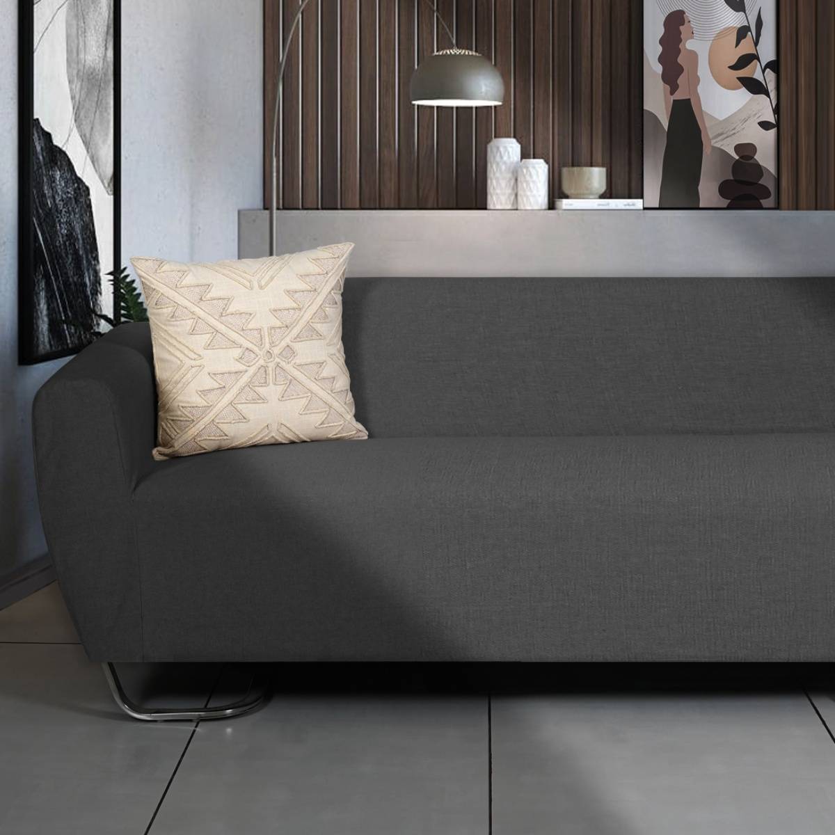 ODE & CLEO Cotton Cushion Covers 18X18 in Zip Closure Sofa Cushion (Set of 2)