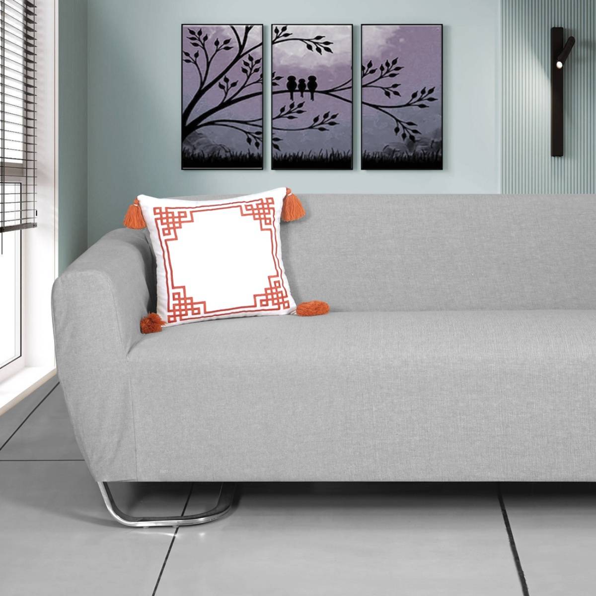 ODE & CLEO Cotton Cushion Covers 18X18 in Zip Closure Sofa Cushion (Set of 2)