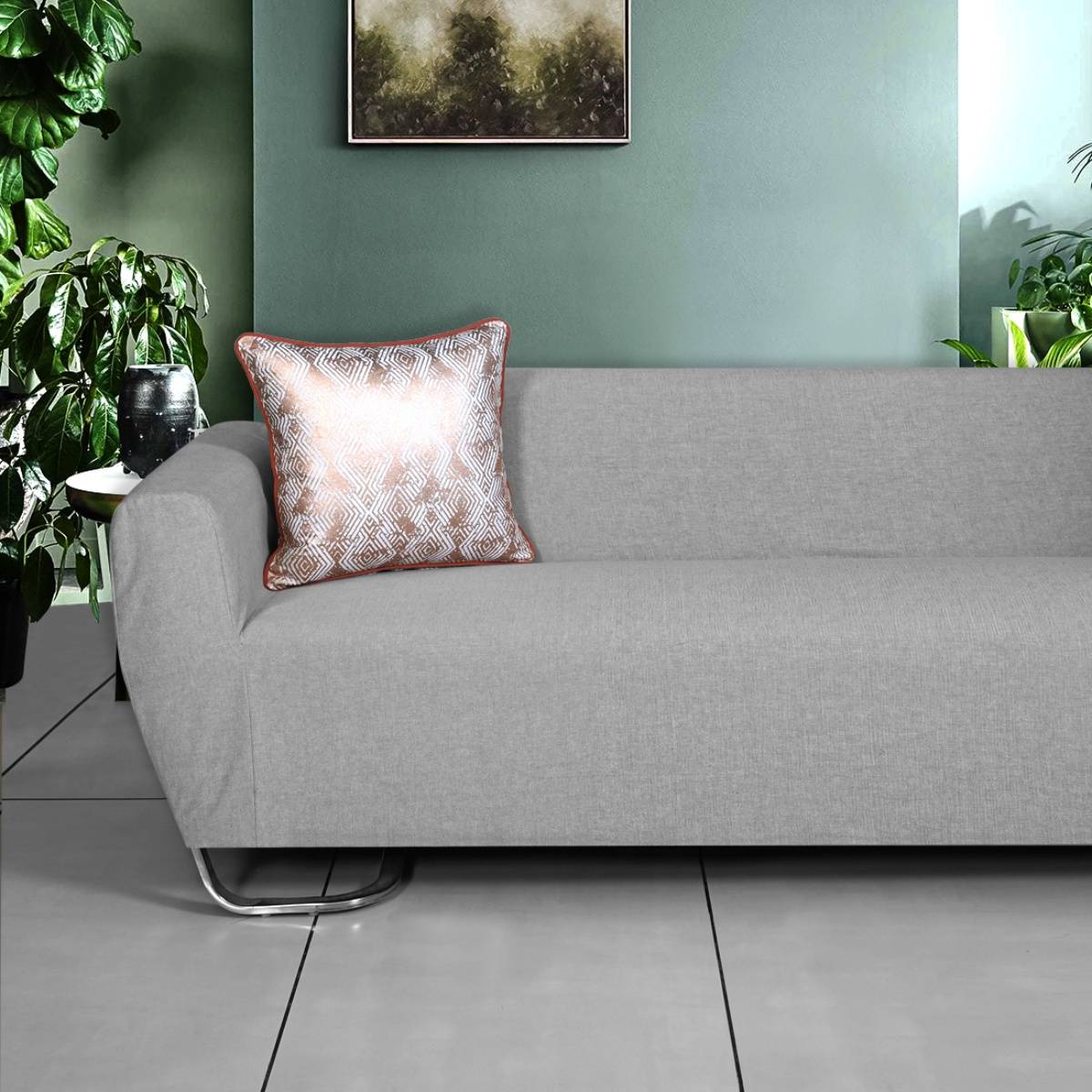 ODE & CLEO Cotton Cushion Covers 18X18 in Zip Closure Sofa Cushion (Set of 3)