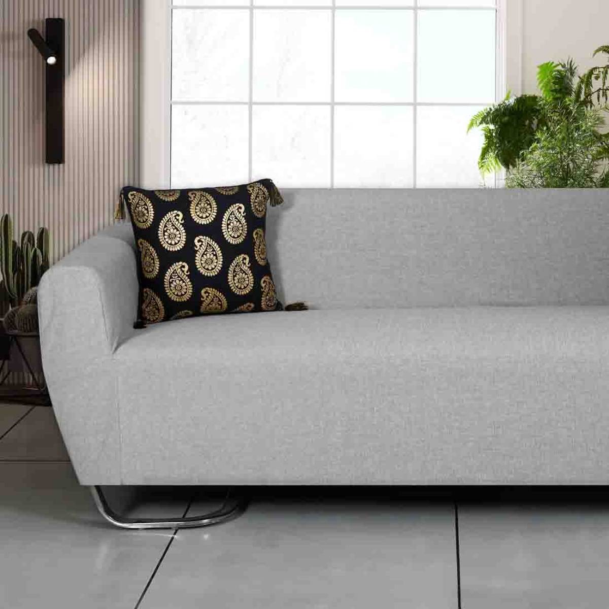 ODE & CLEO Cotton Cushion Covers 18X18 in Zip Closure Sofa Cushion (Set of 3)
