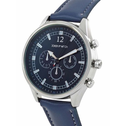 Joker Witch Rover All Blue Dial Faux Leather Strap Analog Mens Watch