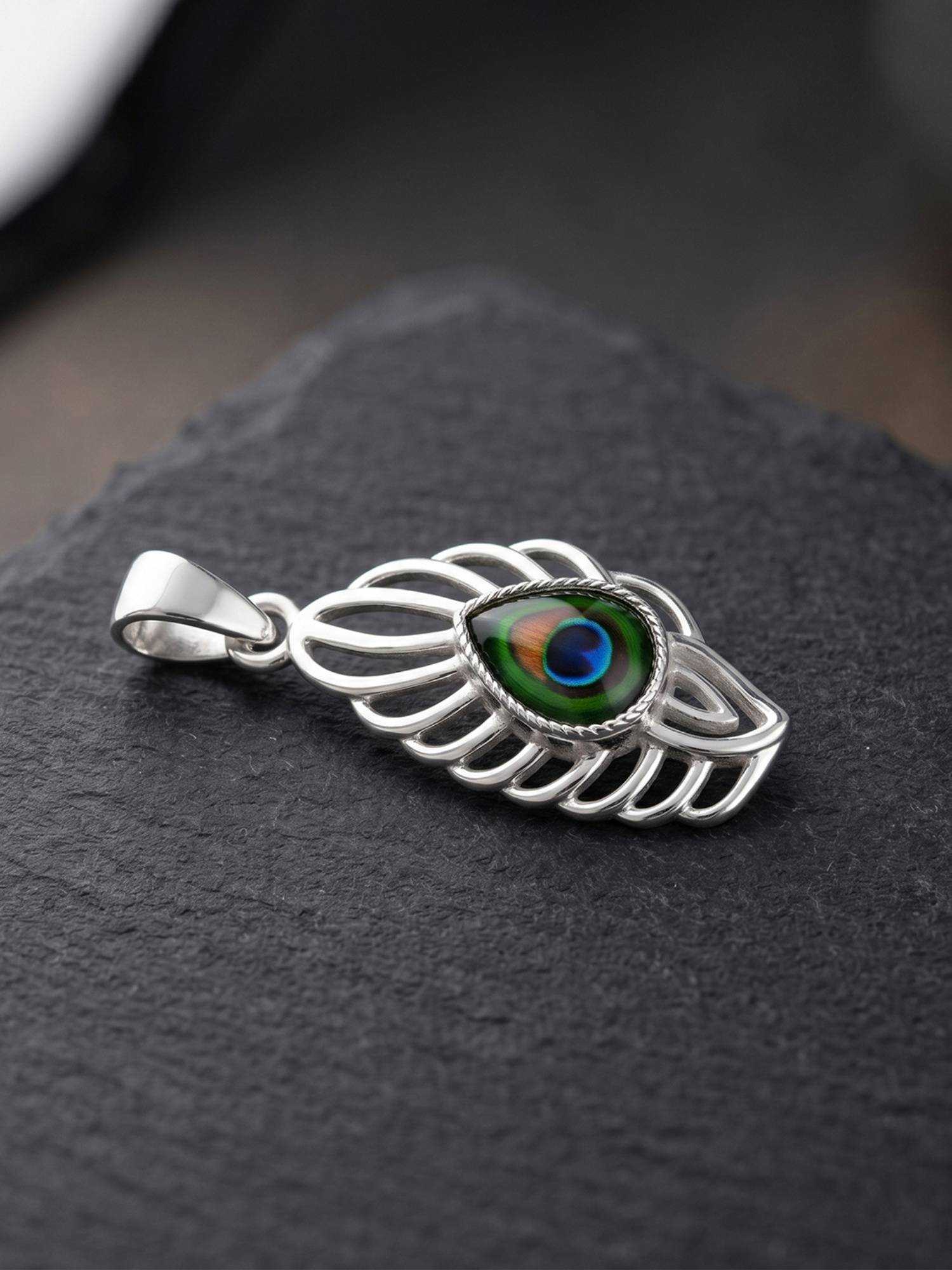 TOUCH925 Pure 925 Silver Artistic Peacock Pendant for Men and Women