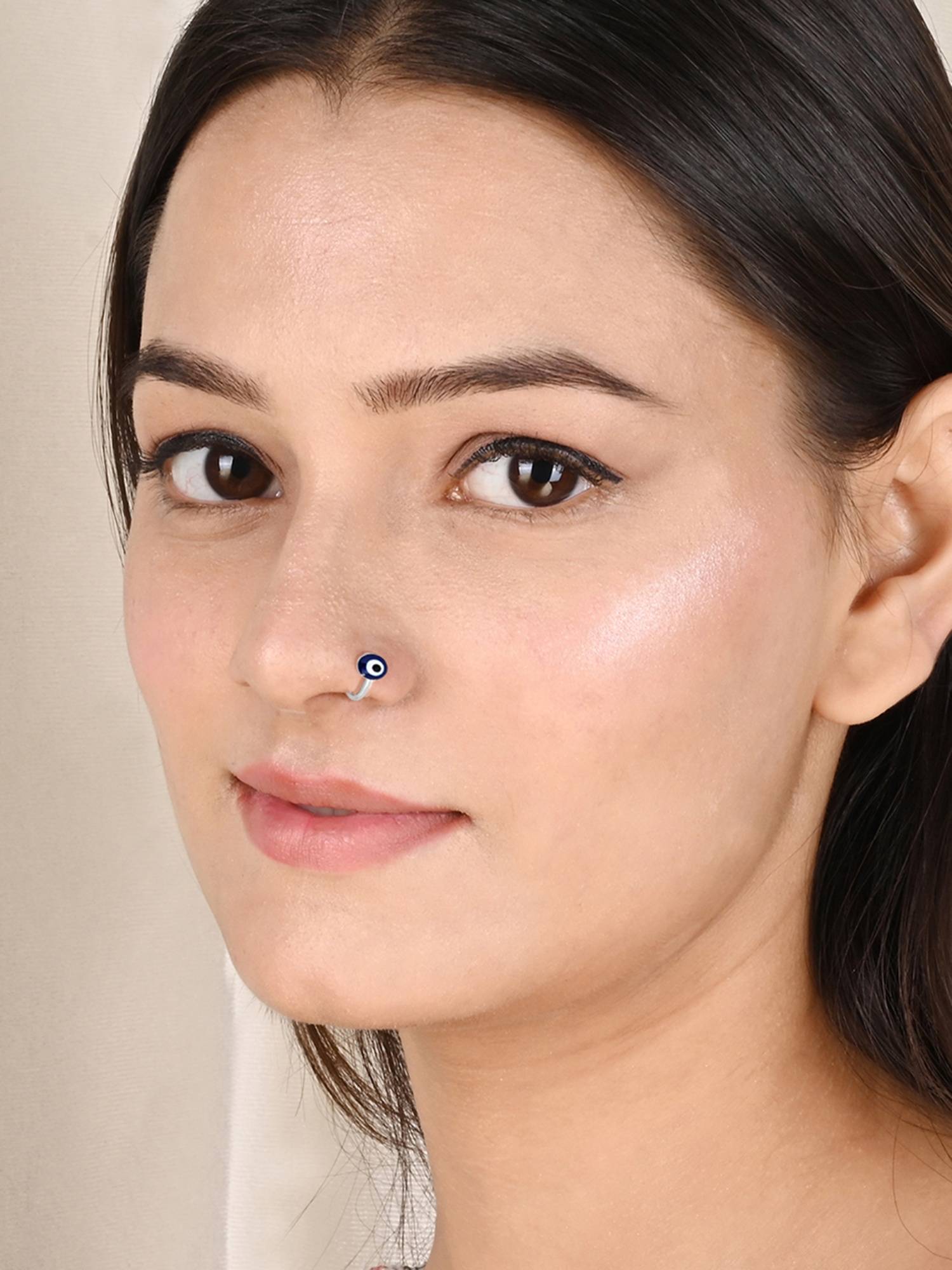 TOUCH925 Pure 925 Silver Evil Eye Nose Ring for Women