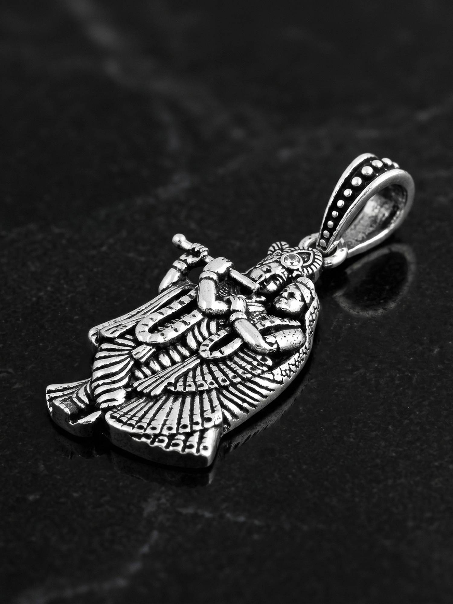 TOUCH925 Pure 925 Silver Radha Krishna Divine Unisex Pendant