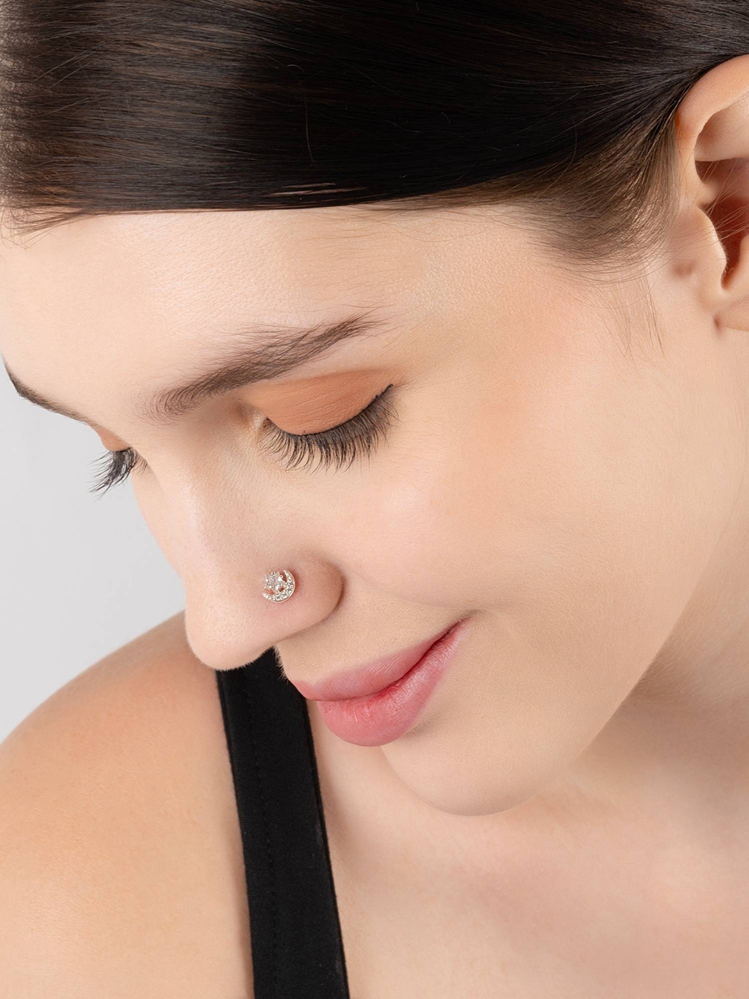 TOUCH925 Pure 925 Silver Celestial Duo Nose Pin for Women