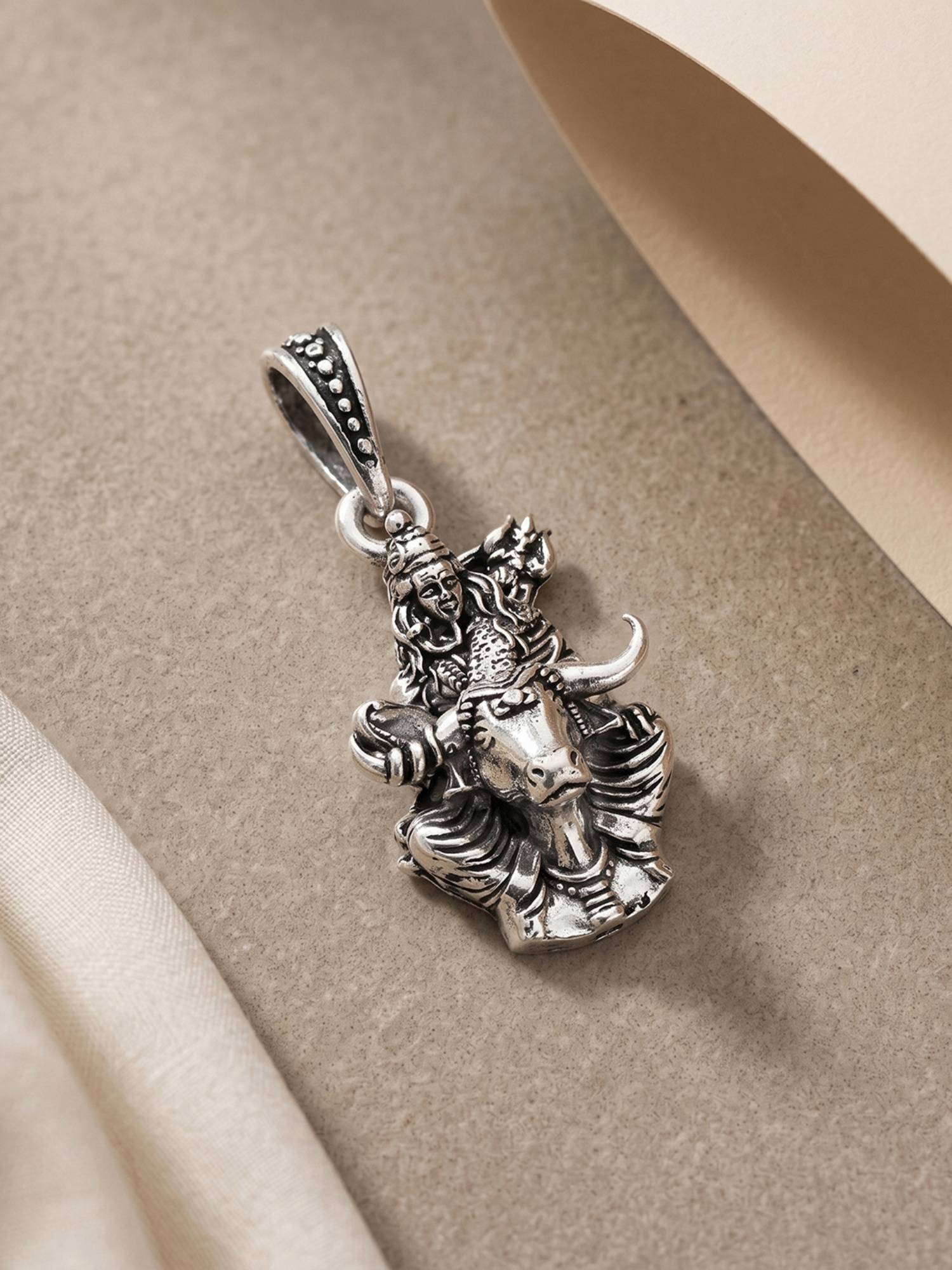 TOUCH925 Pure 925 Silver Lord Shiva Nandi Pendant for Men and Women