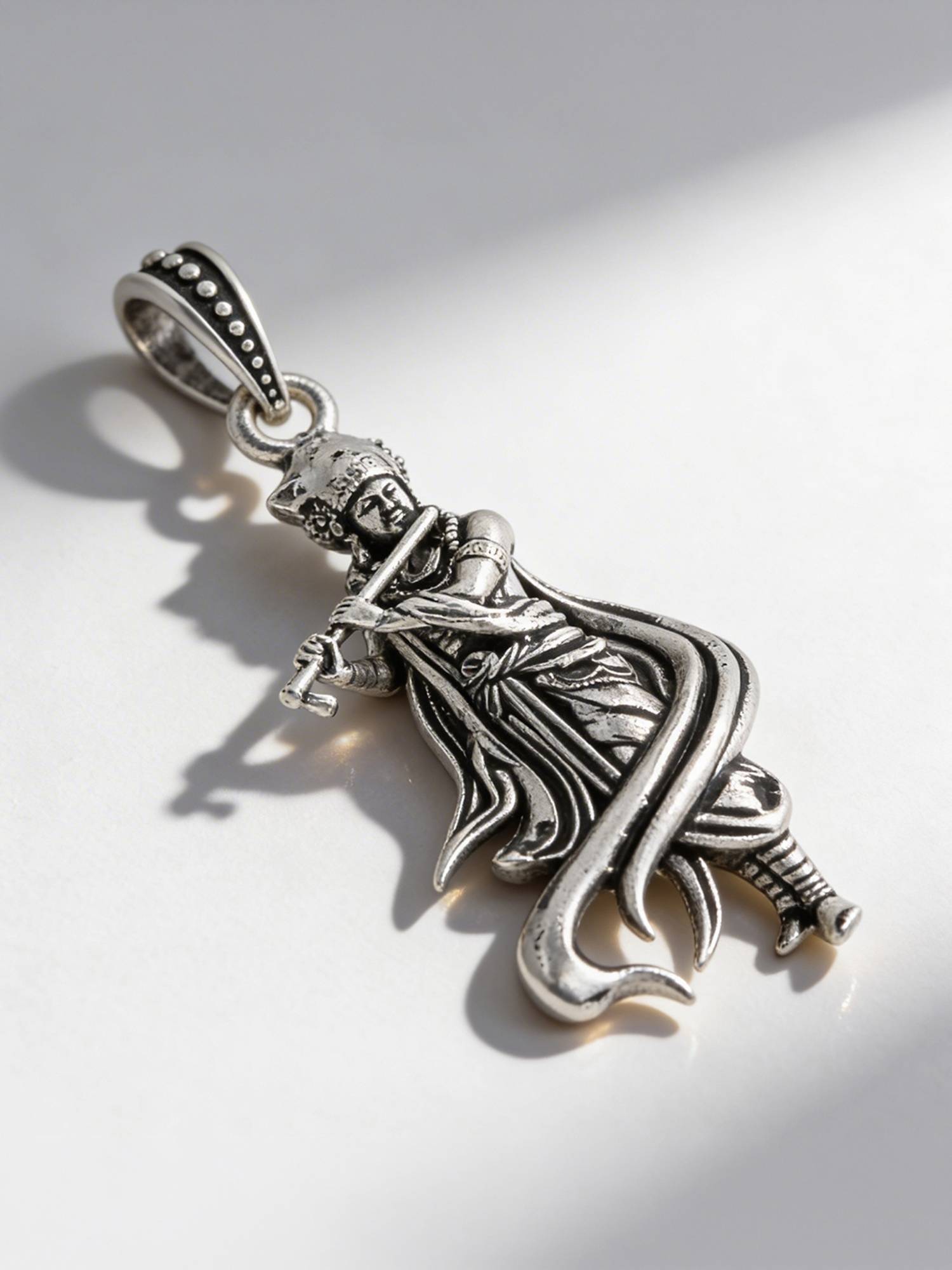 TOUCH925 Pure 925 Silver Krishna Flute Pendant for Men and Women