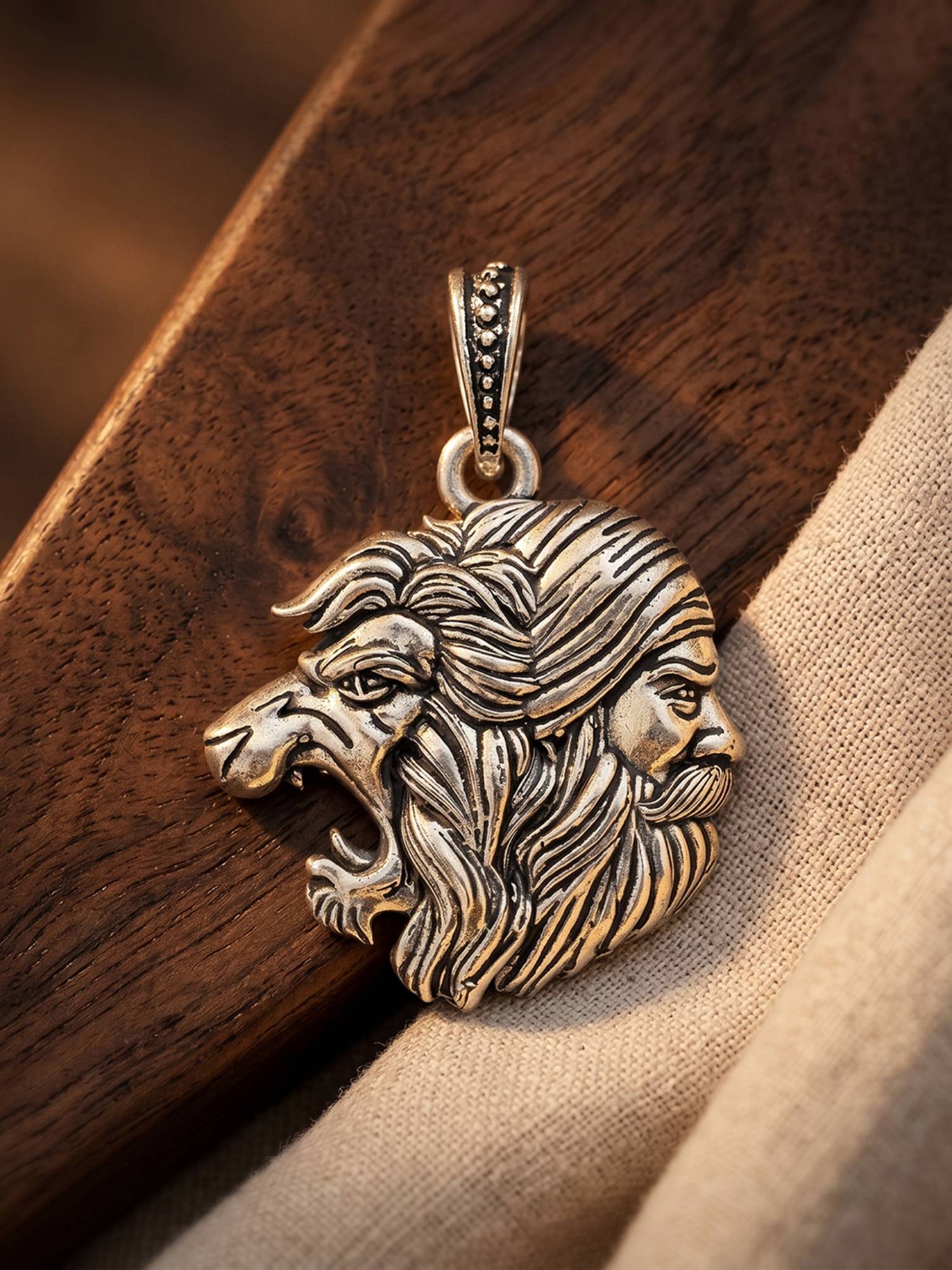 TOUCH925 Pure 925 Silver Shivaji Maharaj Lion Silver Unisex Pendant