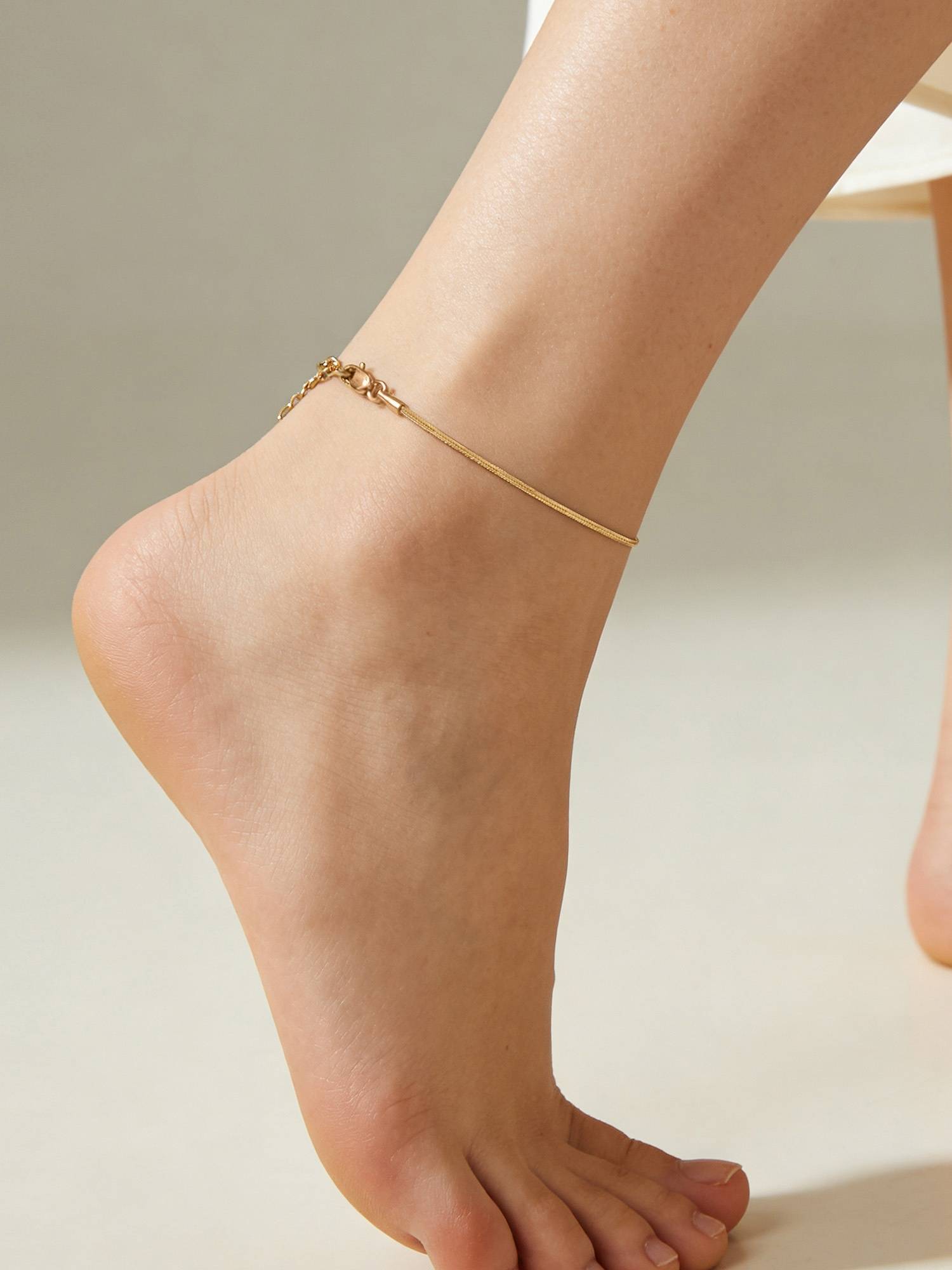 TOUCH925 Pure 925 Silver Sleek Snake Chain Anklet for Women
