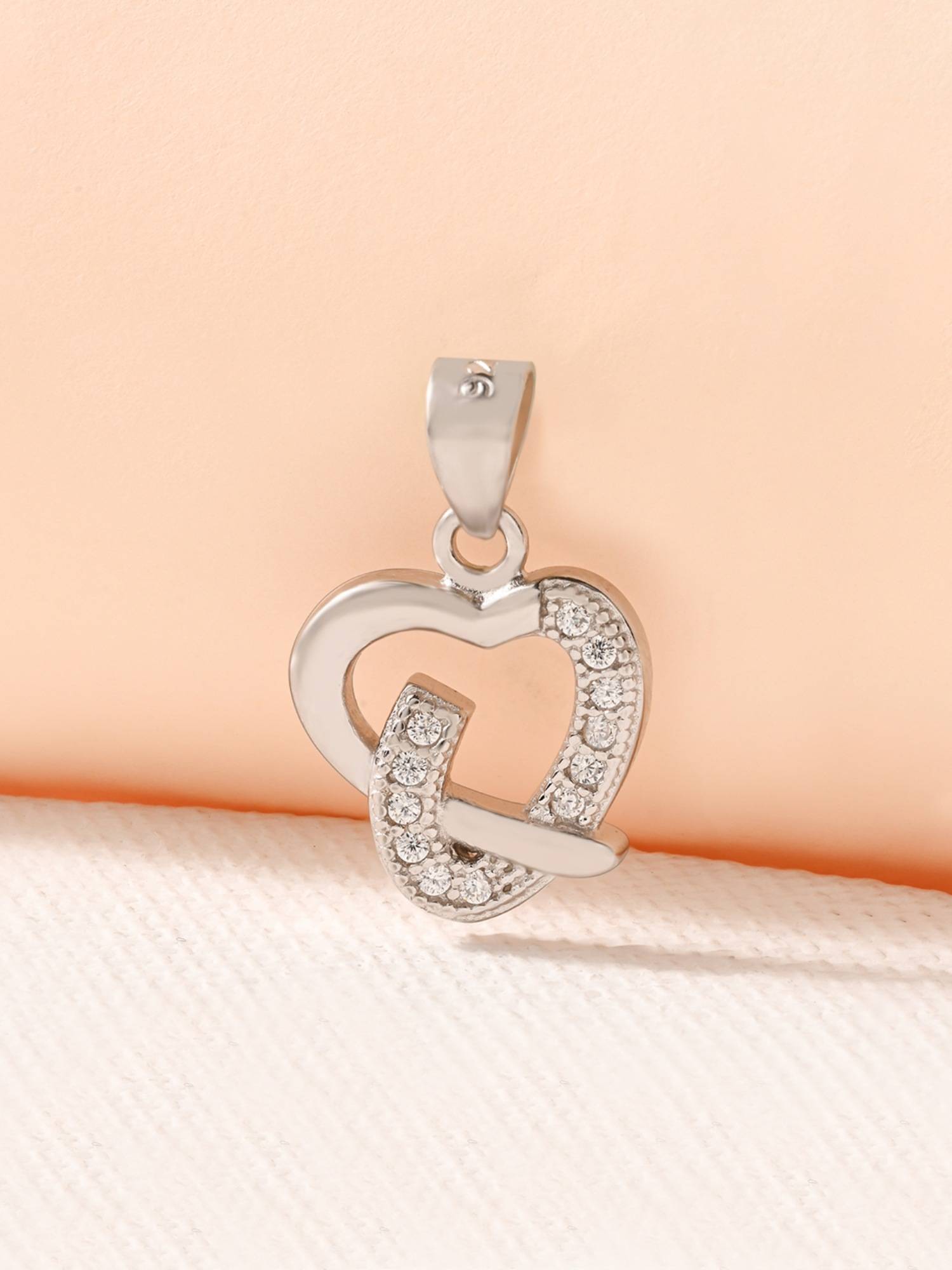 TOUCH925 Pure 925 Silver Soft Wrap Heart Silver Pendant for Women