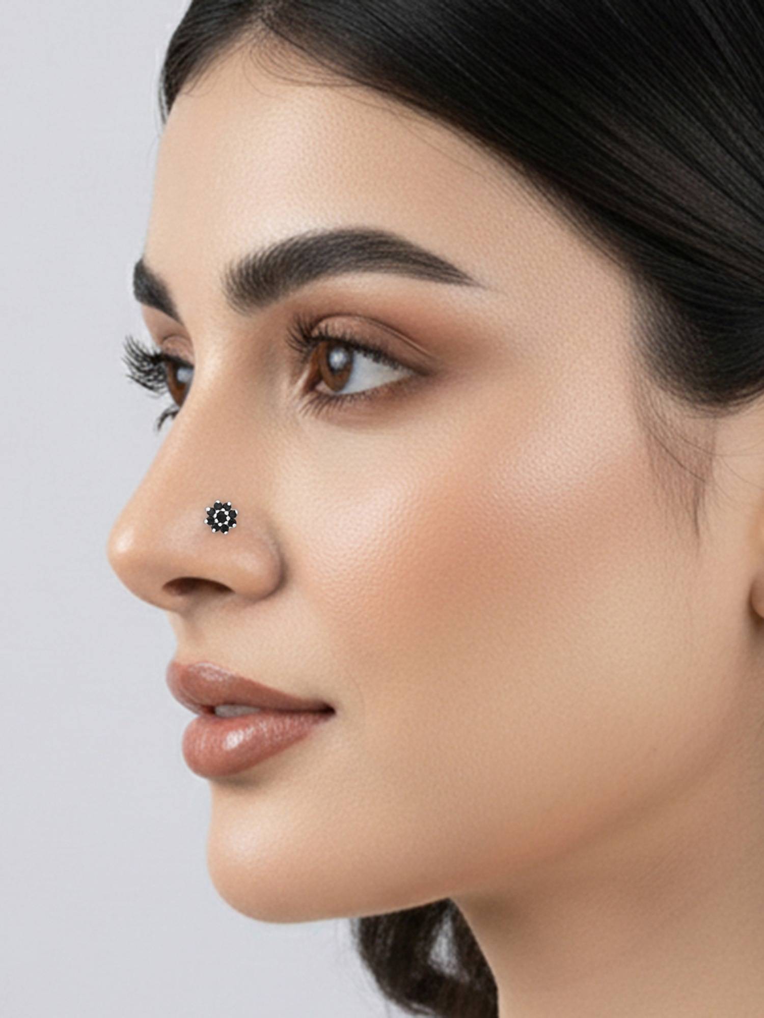TOUCH925 Pure 925 Silver Radiant Bloom Cz Silver Nose Pin for Women