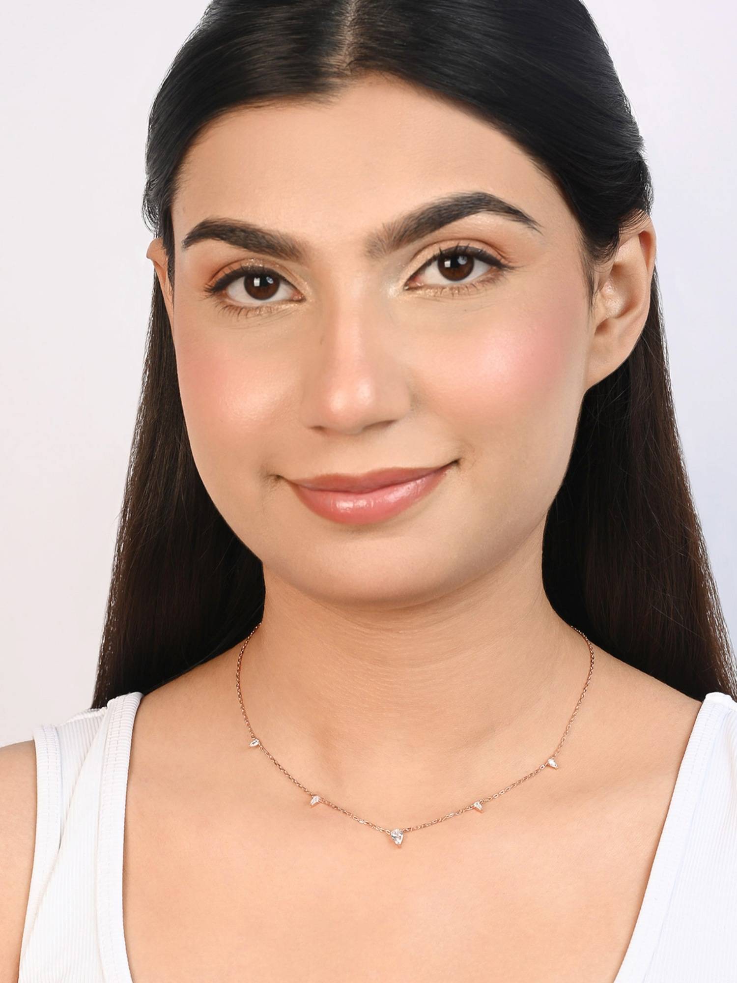 TOUCH925 Pure 925 Silver Tiny Triangle Drop Necklace for Women