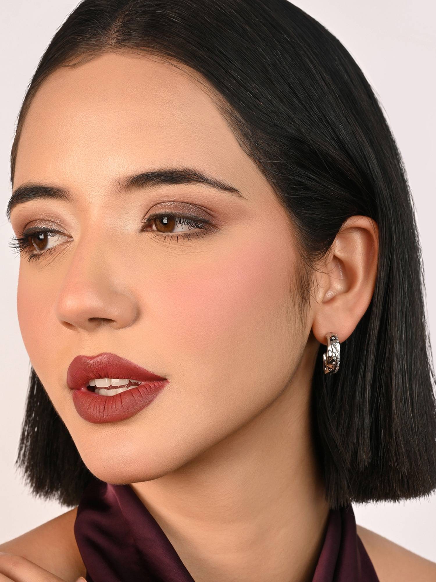 TOUCH925 Pure 925 Silver Liquid Wave Hoops for Women
