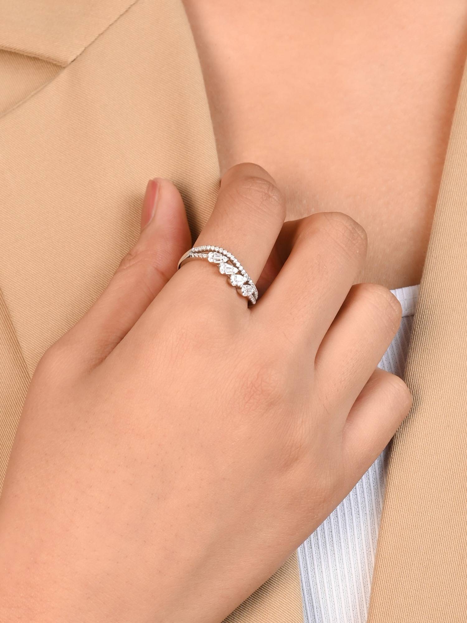 TOUCH925 Pure 925 Silver Wave Row Silver Ring for Women (7)