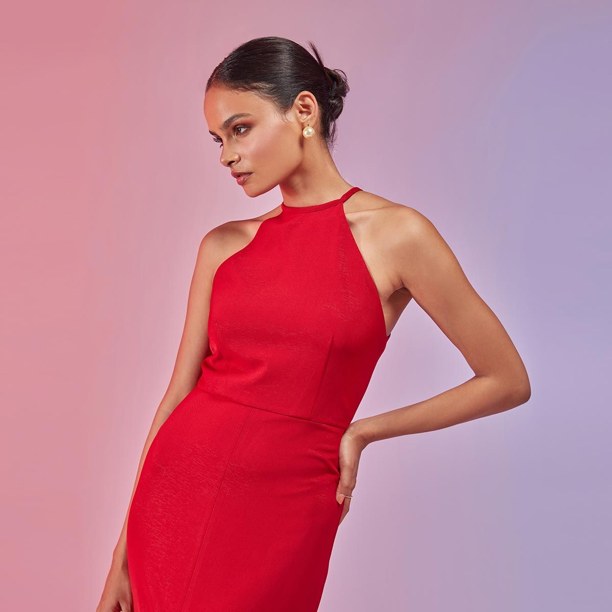 Buy Red Backless Criss-cross Strap Slit Dress for Women Online in India