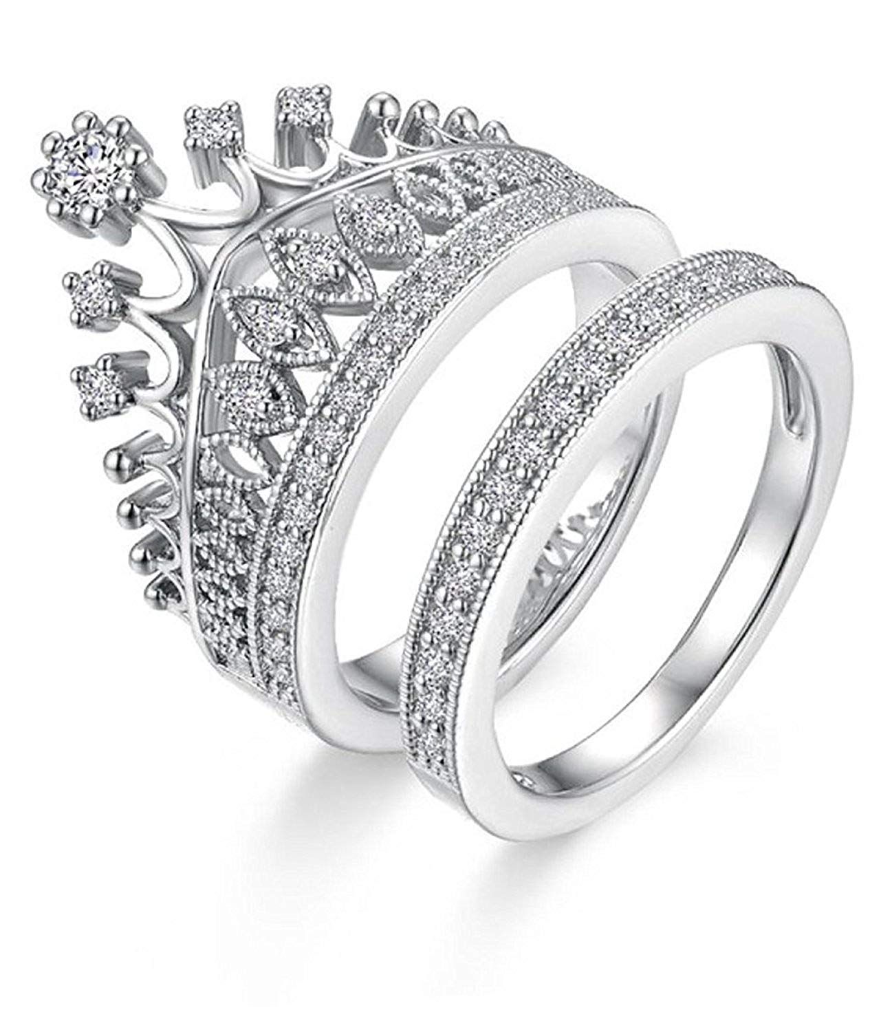 Luxurious Platinum King and Queen Rings