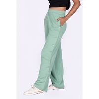 Buy Women's Super Combed Cotton Rich Fleece Fabric Relaxed Fit Trackpants  With Zipper Pockets - Lilas U110