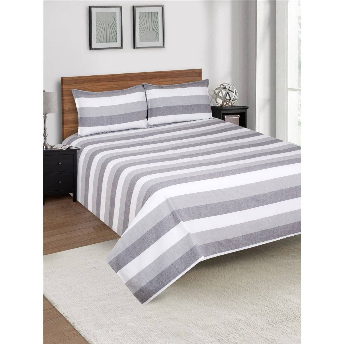SHADES OF LIFE Amore Handloom Cotton Bedcover Grey