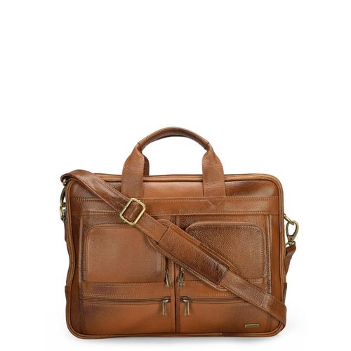Teakwood Men Tan Brown Leather Laptop Bag