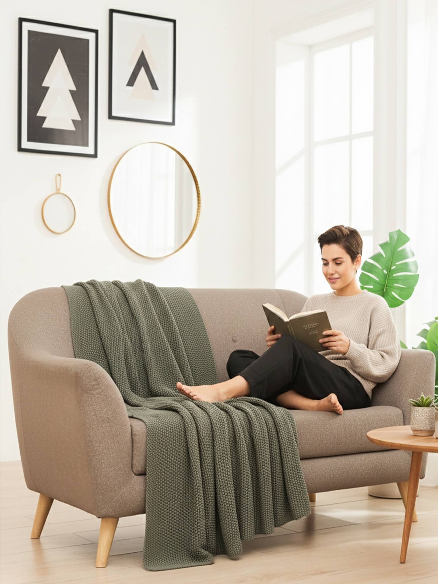 PLUCHI Criss Cross 100% Cotton Knitted All-Season AC Throws , Smokey Grey