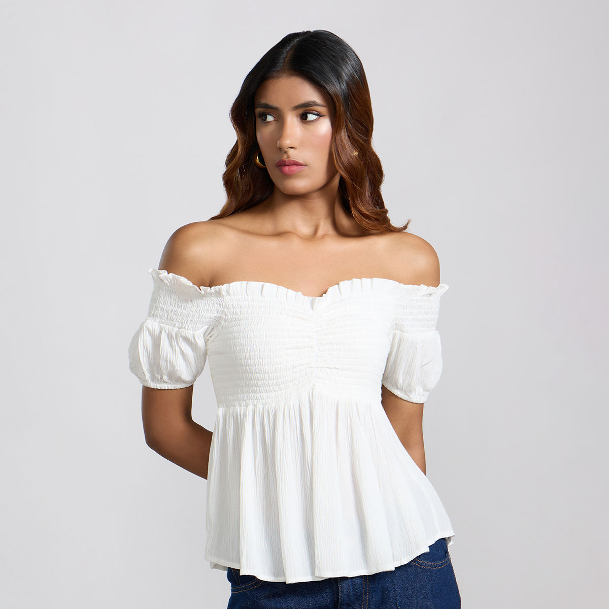 カーディガン muguet   heart button peplum tops muguet heart button peplum tops（Buy MIXT by Nykaa Fashion
