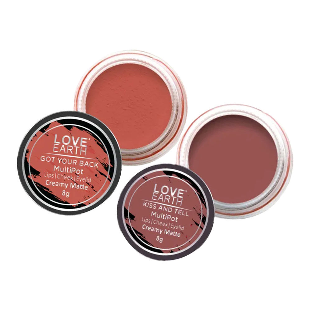 Love Earth Lip Tint & Cheek Tint Multipot Combo (Coral & Mauvish Pink