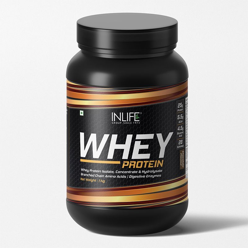 INLIFE Whey Protein Chocolate Powder With Isolate Concentrate Hydrolysate & Digestive Enzymes 1kg