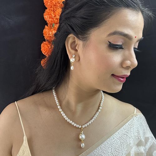 Buy Sri Jagdamba Pearls Elegant Single Drop Pearl Necklace Set Online
