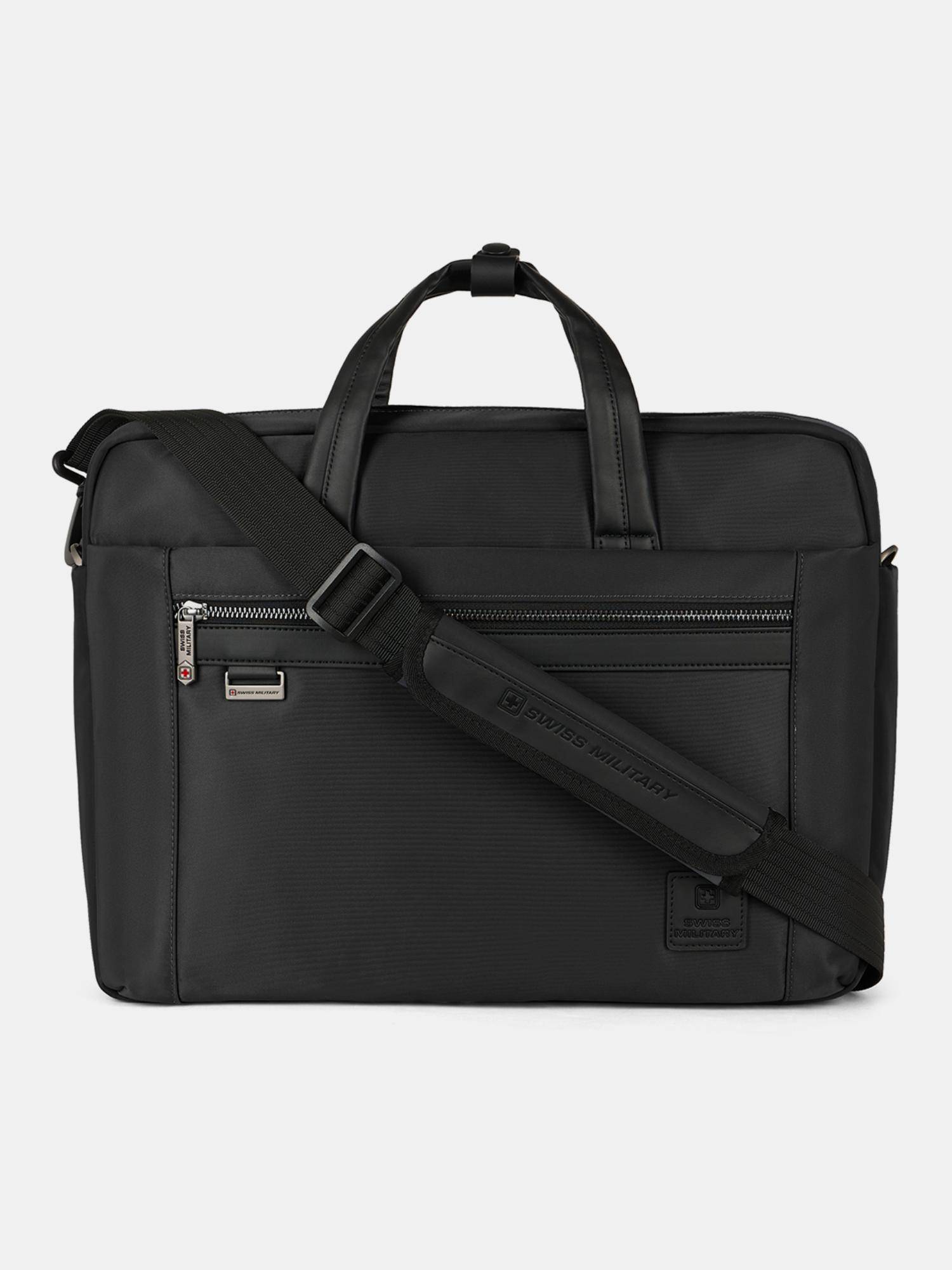 Swiss Military Axis 15.6 Anti-Theft Black Laptop Messenger Bag with Detachable Strap