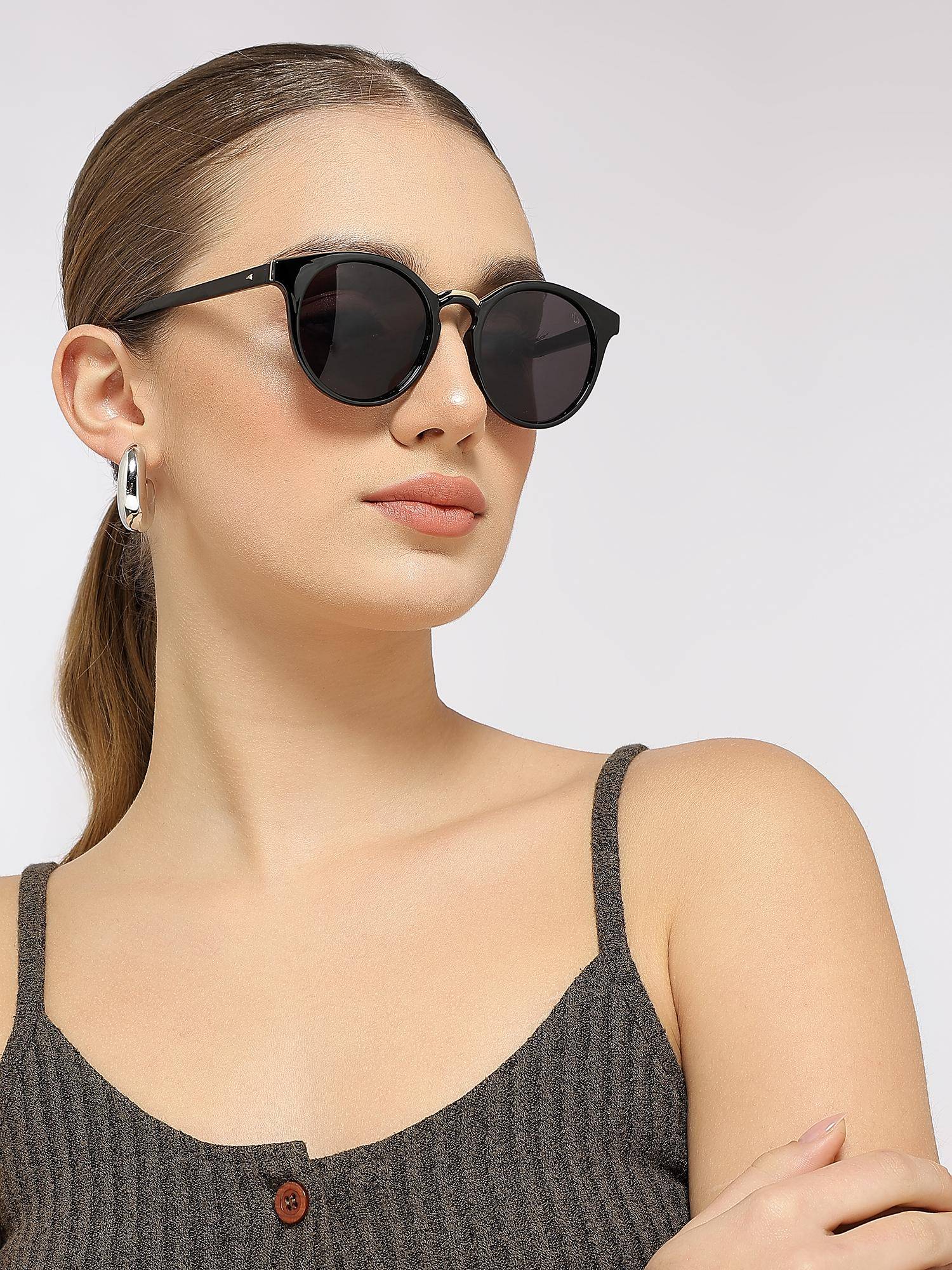 Eyejack Women Cat Eye Black Frame & Lens Sunglasses - 30101CL885 (50)