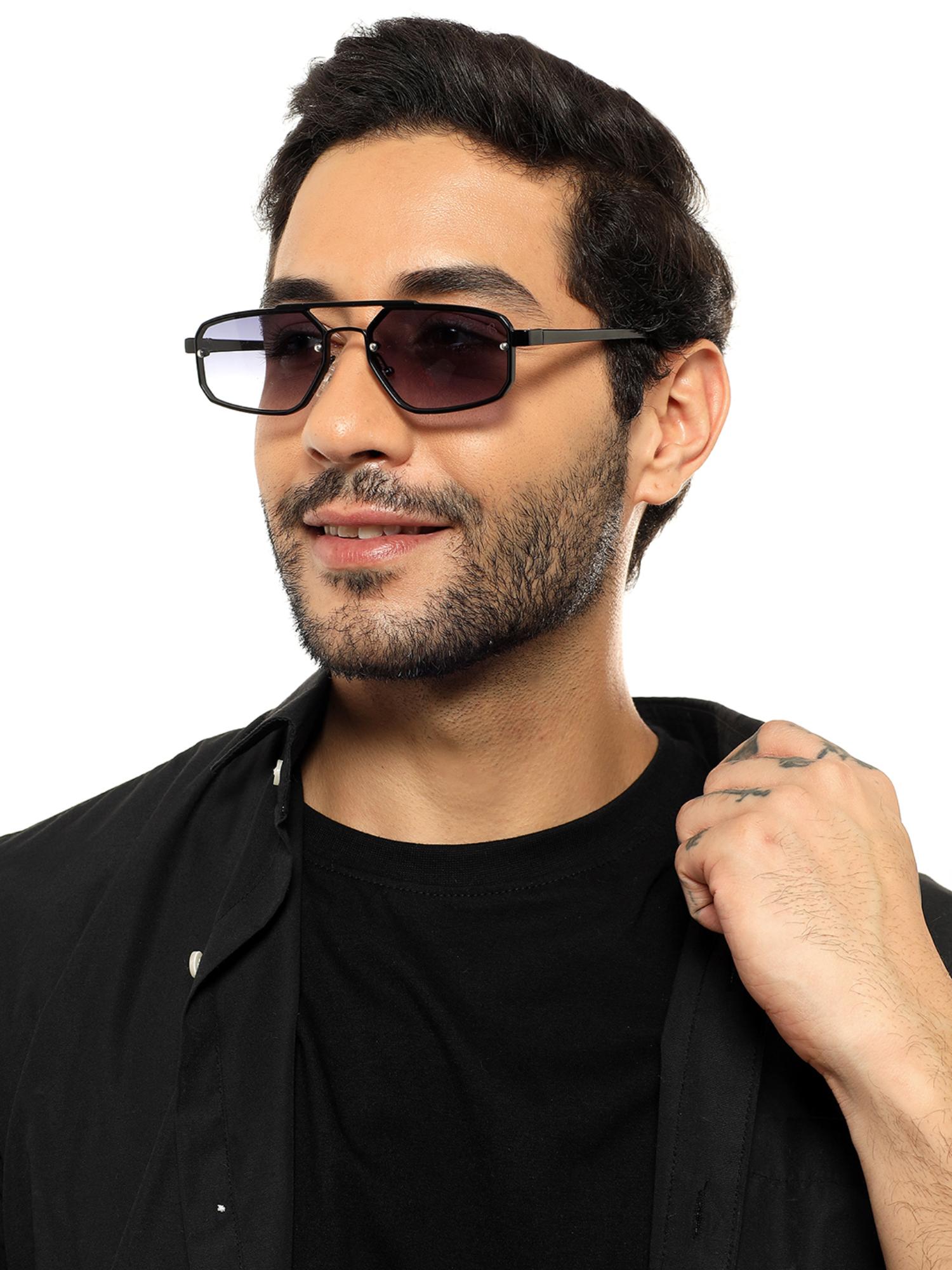 Buy Eyejack Unisex Rectangle Black Frame Grey Lens Sunglasses