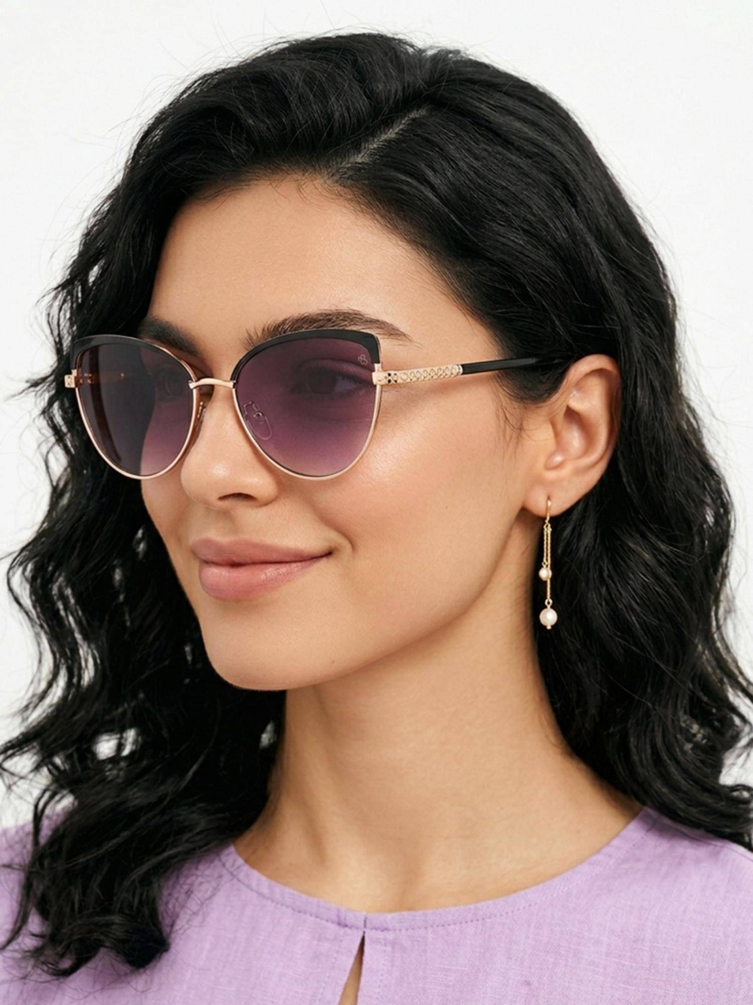 Eyejack Women Cat Eye Gold Frame Purple Lens Sunglasses - 7005CL842 (53)