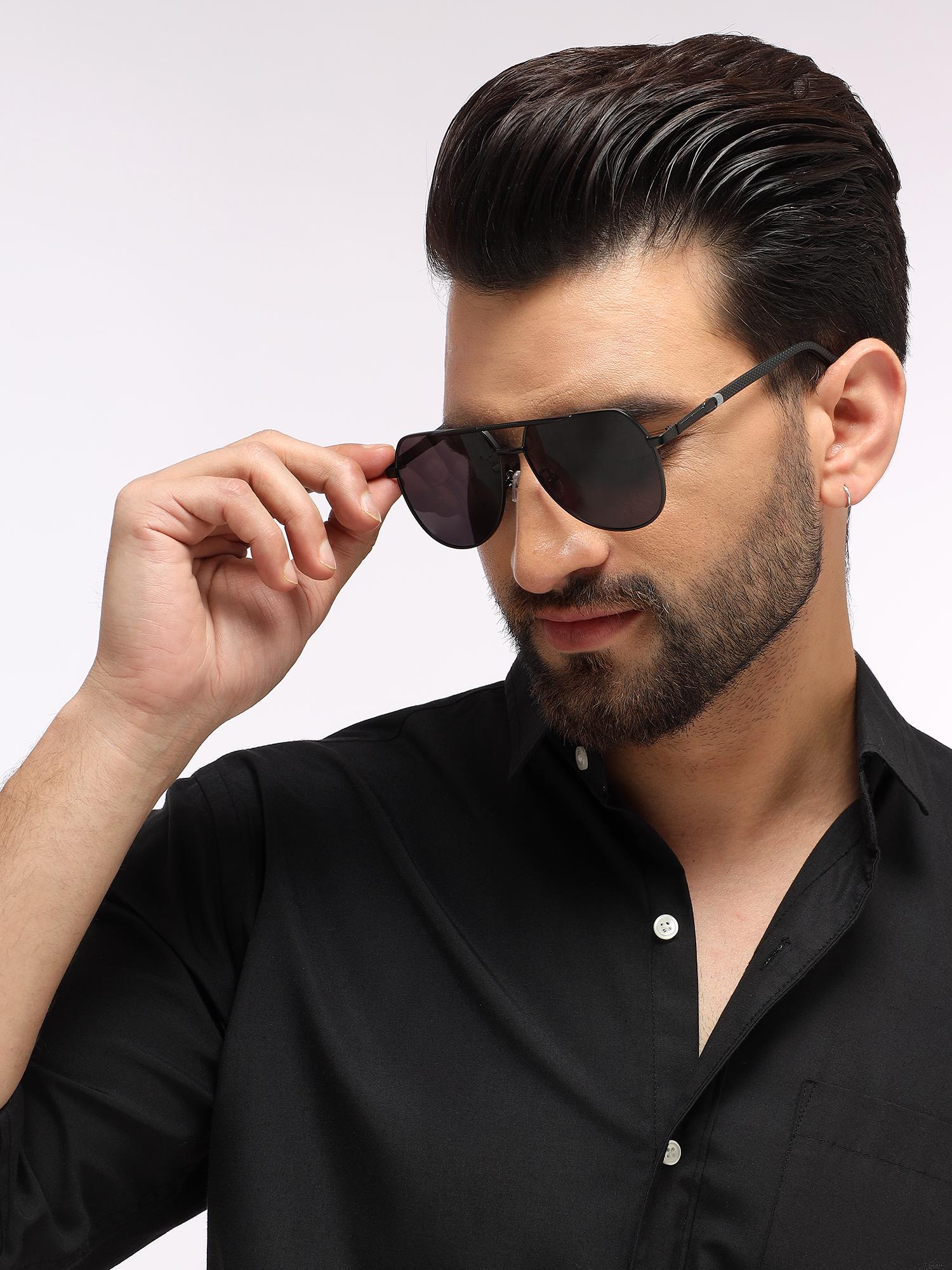 OKO Buy Eyejack Unisex Aviator Black Frame Black Lens Sunglasses