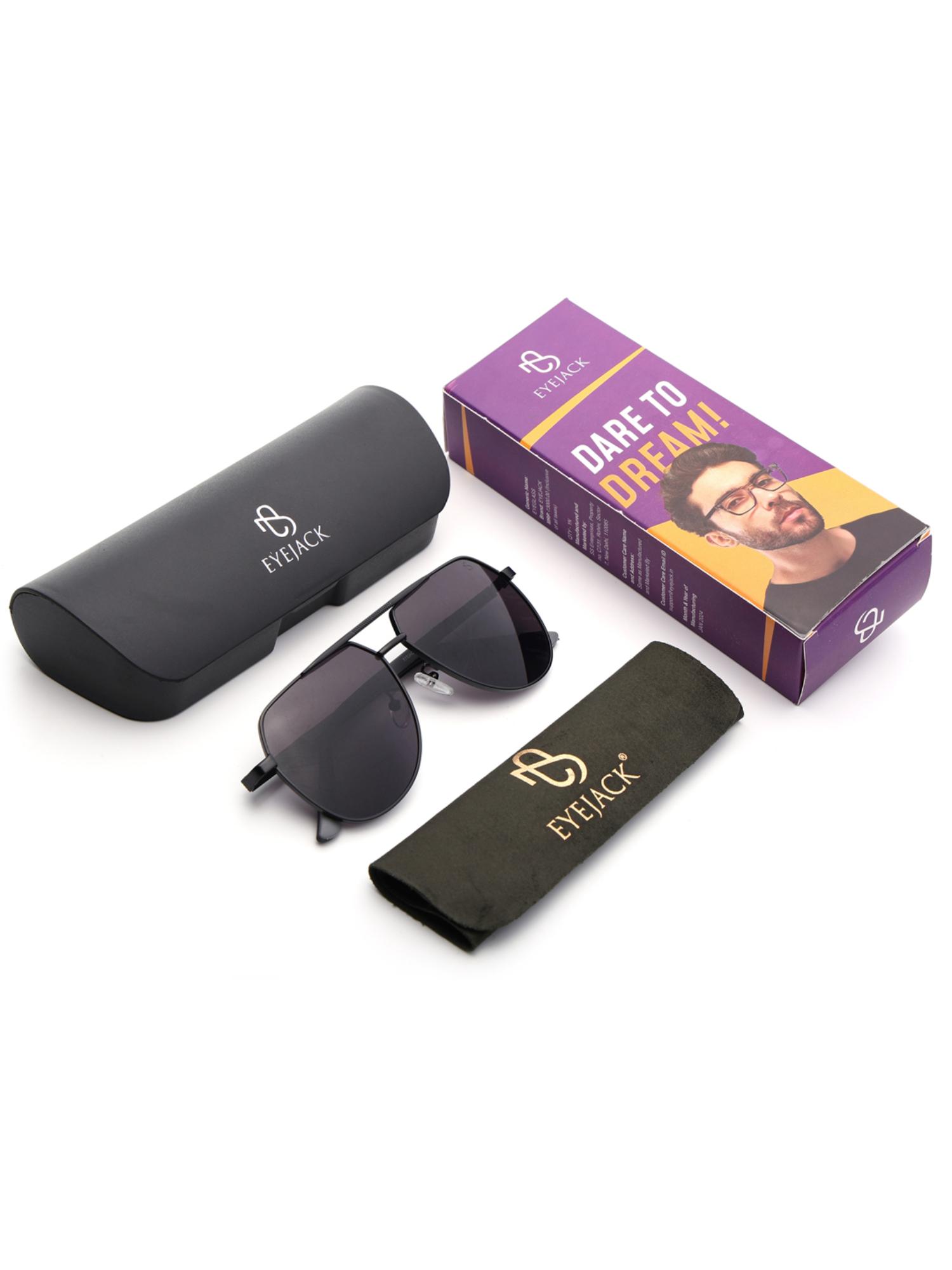 Buy Eyejack Unisex Aviator Black Frame Black Lens Sunglasses